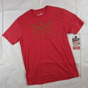 Rural Cloth Unisex Adult Short Sleeve Beer Wheat Graphic T-Shirt Red